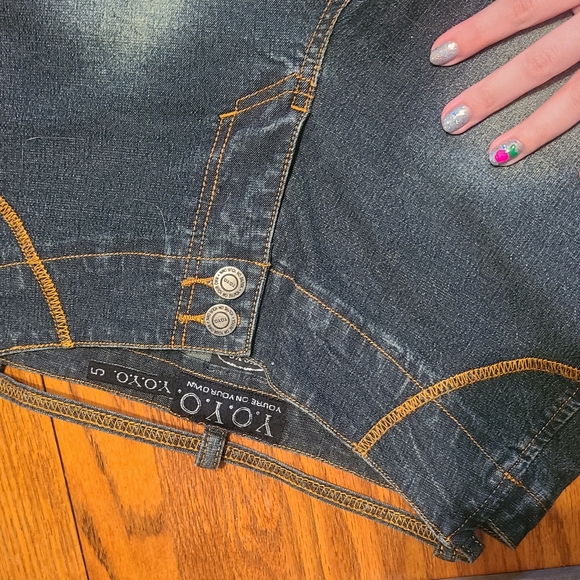 Vintage Y2K unique cut out low waist bell bottom jeans Y.O.Y.O. brand NTW - Picture 4 of 10